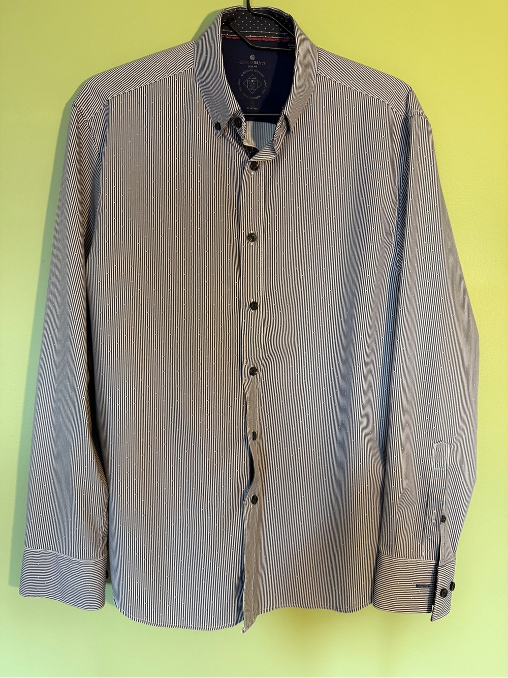 Men's Long-Sleeve Button-Down Shirt in Navy Stripe